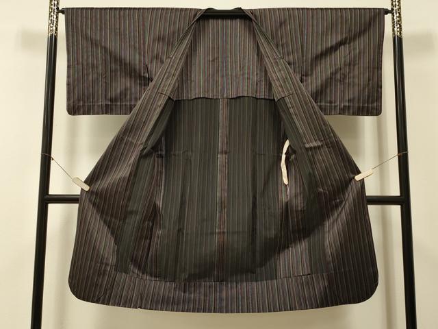 平和屋着物#道行コート 単衣 縞 ロング丈 正絹 逸品 CABJ5406in