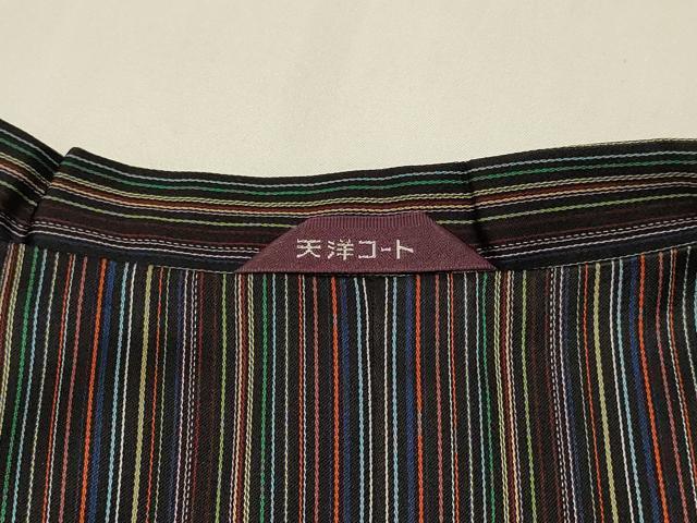 平和屋着物#道行コート 単衣 縞 ロング丈 正絹 逸品 CABJ5406in