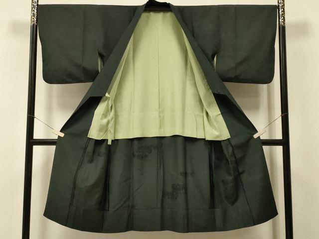 平和屋着物#和装コート 色無地 単衣 幾何学文様 革色 ロング丈 正絹 逸品 CABJ5413in