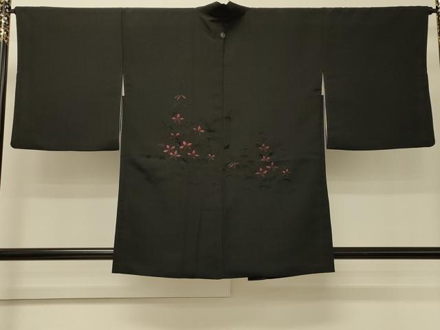 平和屋着物#羽織 総刺繍 枝花文 黒地 正絹 逸品 CABJ5465in