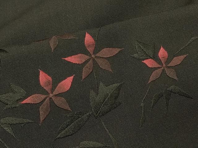平和屋着物#羽織 総刺繍 枝花文 黒地 正絹 逸品 CABJ5465in