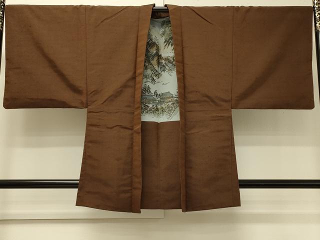 平和屋着物#男性 羽織 紬地 霞文 正絹 逸品 CABJ5474in