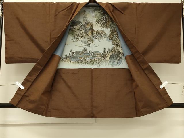 平和屋着物#男性 羽織 紬地 霞文 正絹 逸品 CABJ5474in