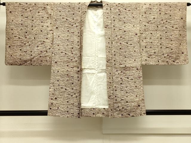 平和屋着物#羽織 紬地 型染め 流水草花文 正絹 逸品 CABJ5510in