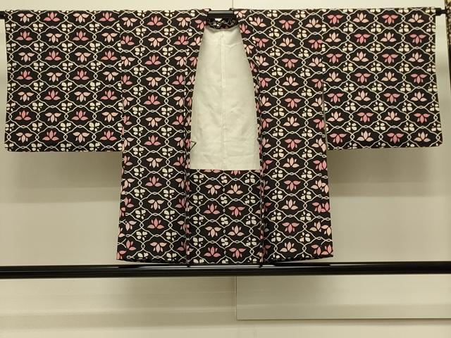 平和屋着物#羽織 花菱文 黒地 正絹 逸品 CABJ5538in