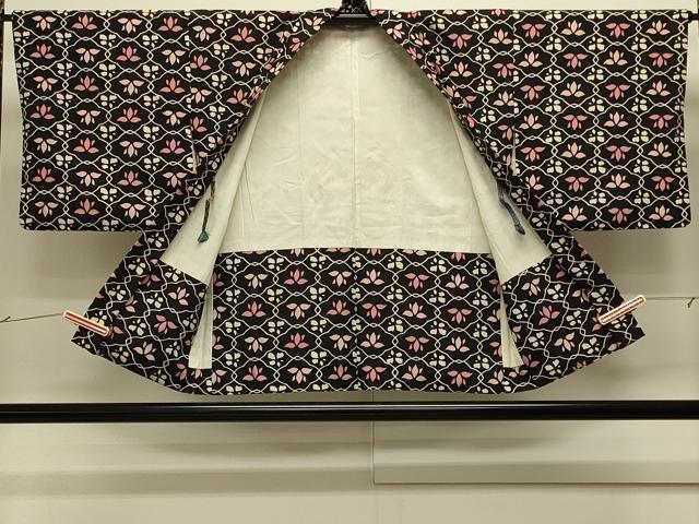 平和屋着物#羽織 花菱文 黒地 正絹 逸品 CABJ5538in
