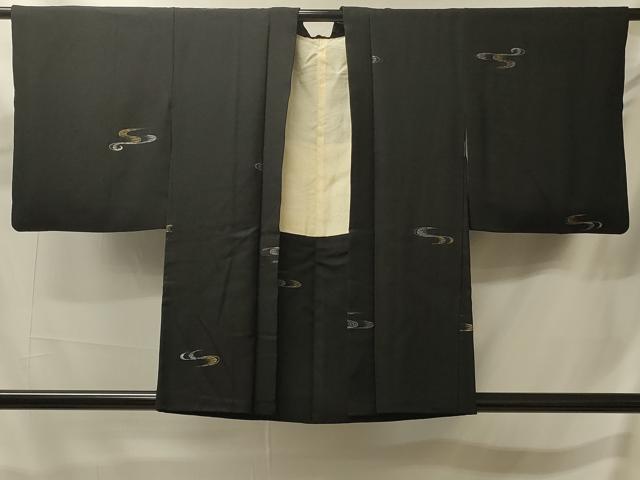 平和屋着物#羽織 寿光織 流水文 黒地 金銀糸 正絹 逸品 CABJ5549in