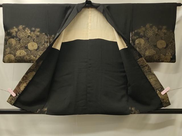 平和屋着物#羽織 寿光織 菊づくし 黒地 金銀糸 正絹 逸品 CABJ5557in
