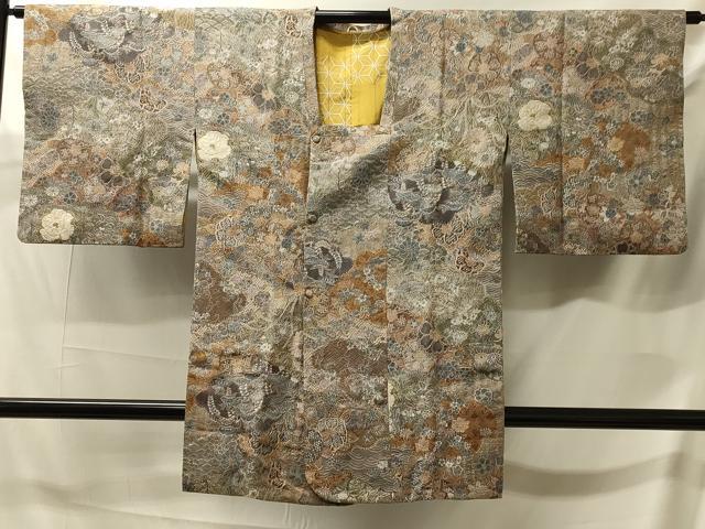 平和屋着物#道行コート お召地 天目織 草花文 正絹 逸品 CABJ5562in