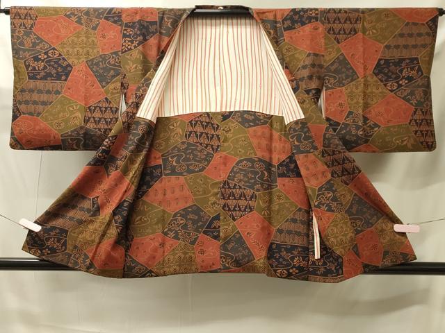平和屋着物#道行コート 型染め 切嵌流水花文 正絹 逸品 CABJ5564in