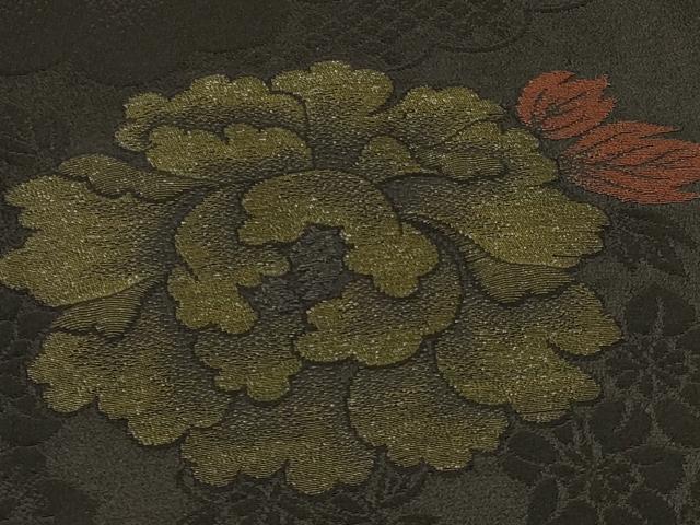 平和屋着物#羽織 寿光織 草花文 黒地 銀糸 正絹 逸品 CABJ5565in
