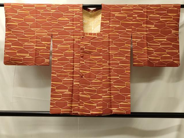 平和屋着物#道行コート 亀甲横段文 正絹 逸品 CABJ5581in