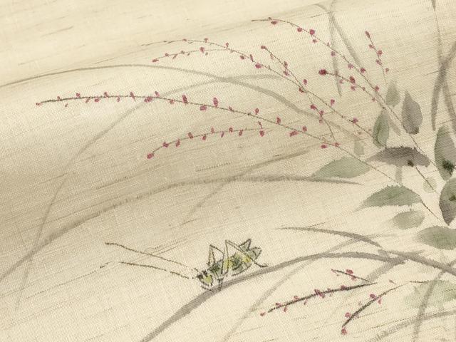 平和屋着物*夏物 九寸名古屋帯 手描き 夏虫 麻 逸品 CABJ5609tx