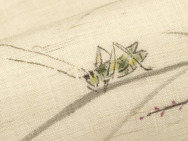 平和屋着物*夏物 九寸名古屋帯 手描き 夏虫 麻 逸品 CABJ5609tx