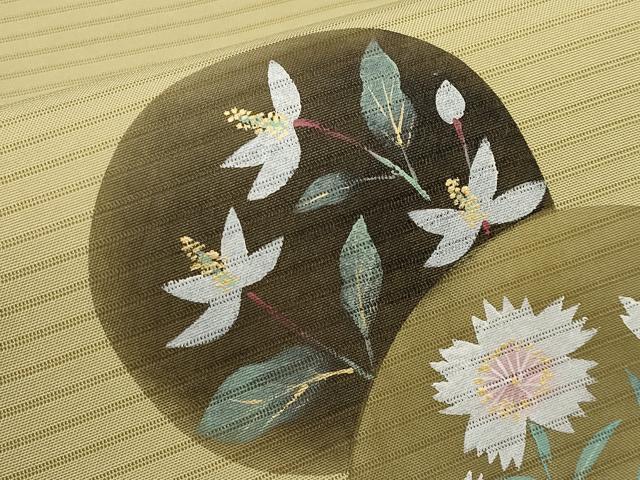 平和屋着物*夏物 絽塩瀬 九寸名古屋帯 手描き 花丸文 金彩 正絹 逸品 CABJ5614tx
