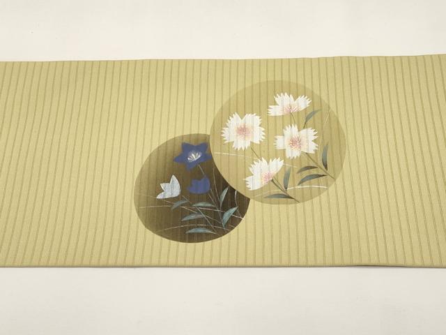 平和屋着物*夏物 絽塩瀬 九寸名古屋帯 手描き 花丸文 金彩 正絹 逸品 CABJ5614tx