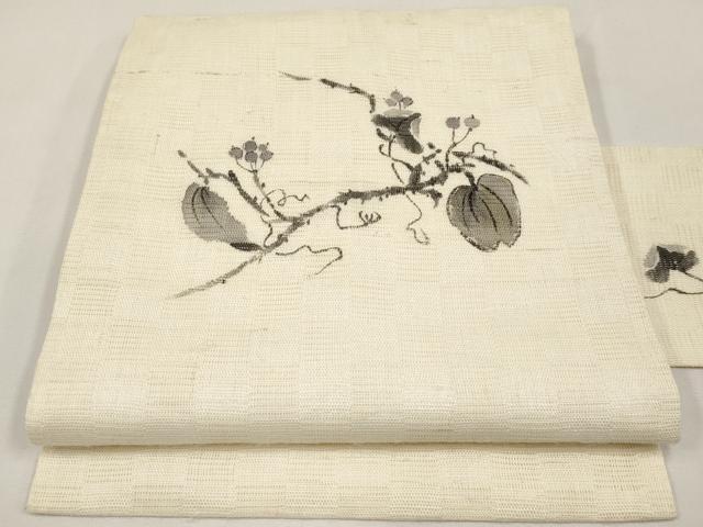 平和屋着物*夏物 九寸名古屋帯 手描き 鬼灯 麻 逸品 CABJ5616tx