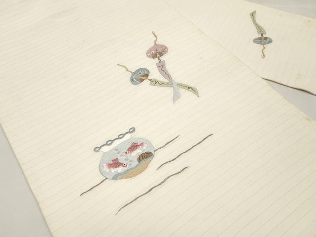 平和屋着物*夏物 九寸名古屋帯 総刺繍 風鈴 金魚 CABJ5619tx