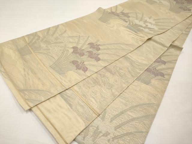 平和屋着物*夏物 全通柄 本袋帯 杜若 銀糸 正絹 逸品 CABJ5631tx