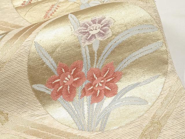 平和屋着物*夏物 六通柄袋帯 花丸菱天井文 金銀糸 正絹 逸品 CABJ5640tx