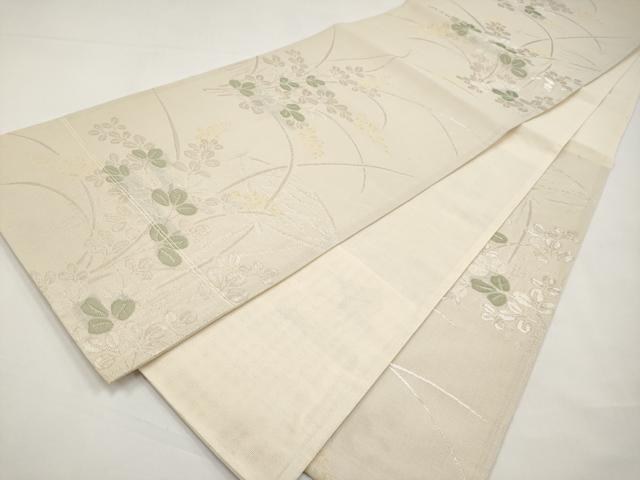 平和屋着物*夏物 六通柄袋帯 萩文 銀糸 正絹 逸品 CABJ5641tx