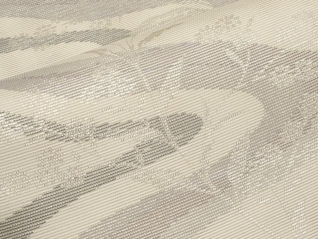 平和屋着物*夏物 六通柄袋帯 流水枝花文 銀糸 正絹 逸品 未使用 CABJ5644tx
