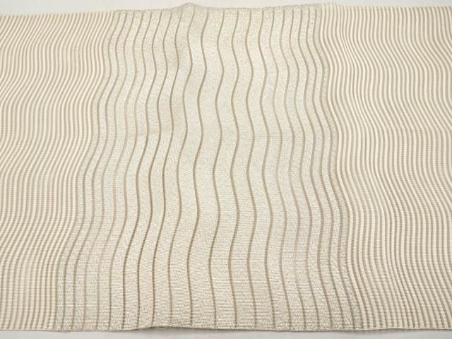 平和屋着物*夏物 八寸名古屋帯 絽綴れ よろけ縞 銀糸 正絹 逸品 CABJ5657tx