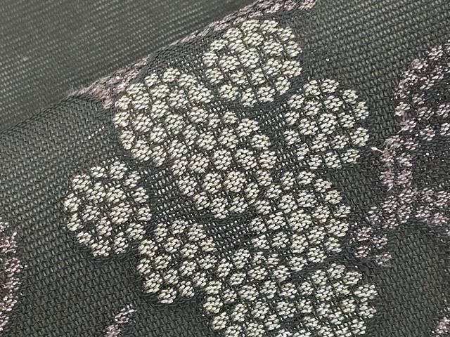 平和屋着物*夏物 九寸名古屋帯 葡萄唐草文 銀糸 正絹 逸品 CABJ5658tx