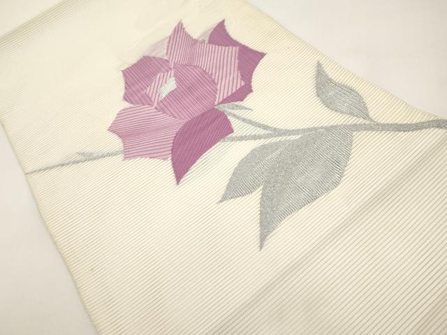 平和屋着物*夏物 八寸名古屋帯 絽綴れ 枝花文 銀糸 正絹 逸品 CABJ5673tx