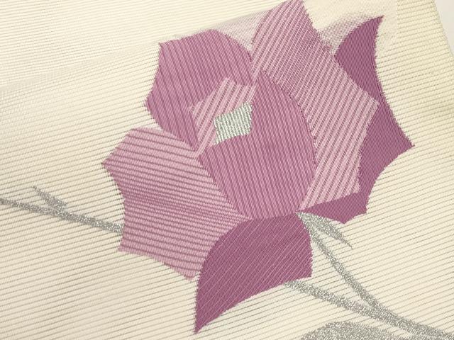 平和屋着物*夏物 八寸名古屋帯 絽綴れ 枝花文 銀糸 正絹 逸品 CABJ5673tx