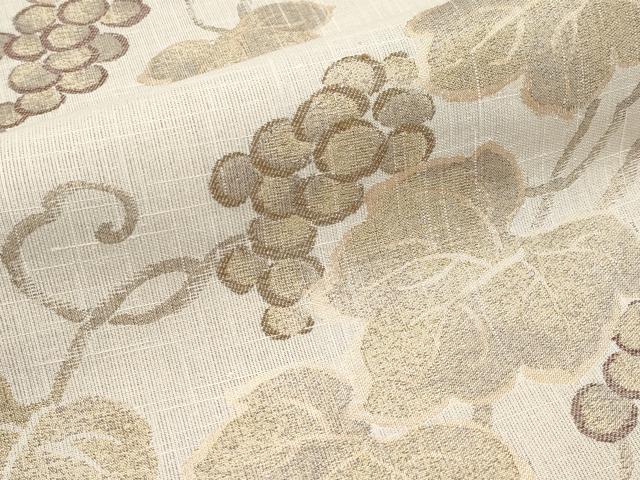 平和屋着物▽六通柄袋帯 スリーシーズン 春夏秋 葡萄蔦の葉文 金糸 正絹 逸品 CABJ5688tx