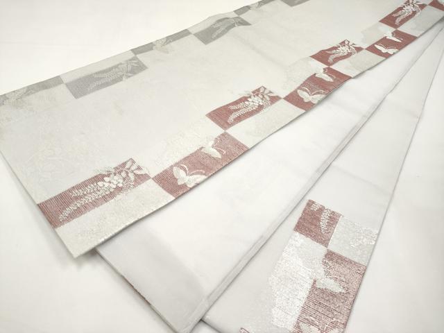 平和屋着物*夏物 六通柄 京袋帯 花蝶文 銀糸 正絹 逸品 CABJ5701tx