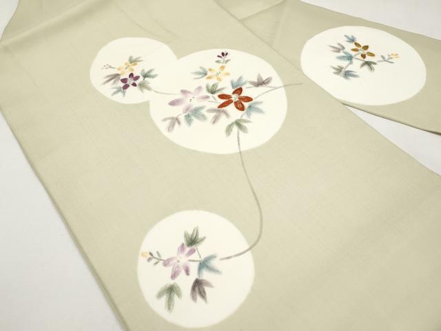 平和屋着物*夏物 九寸名古屋帯 手描き 刺繍 花丸文 正絹 逸品 CABJ5711tx