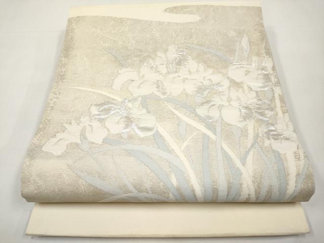 平和屋着物*夏物 九寸開き名古屋帯 杜若 銀糸 正絹 逸品 CABJ5717tx