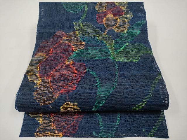 平和屋着物*夏物 八寸名古屋帯 枝花文 正絹 逸品 CABJ5721tx