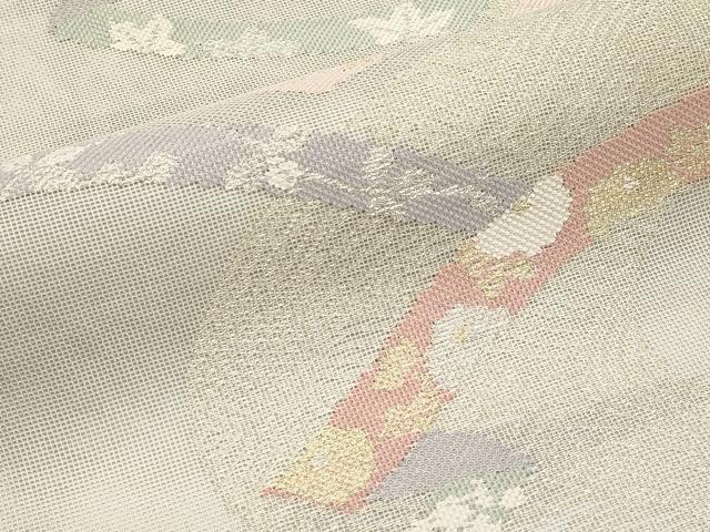 平和屋着物*夏物 六通柄袋帯 鬘帯花文 金銀糸 正絹 逸品 CABJ5726tx