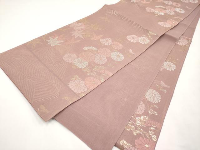 平和屋着物*夏物 六通柄袋帯 切嵌流水枝花文 金糸 正絹 逸品 CABJ5729tx
