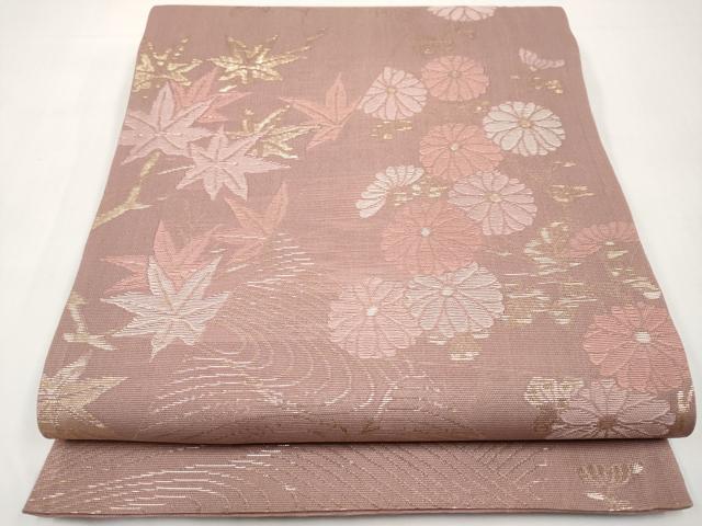 平和屋着物*夏物 六通柄袋帯 切嵌流水枝花文 金糸 正絹 逸品 CABJ5729tx