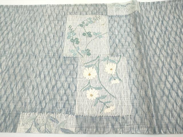 平和屋着物*夏物 太鼓柄袋帯 すくい織 色紙草花文 金銀糸 正絹 逸品 CABJ5736tx