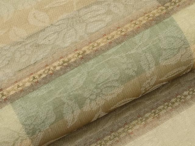 平和屋着物*夏物 九寸開き名古屋帯 横段花文 金糸 正絹 逸品 CABJ5739tx