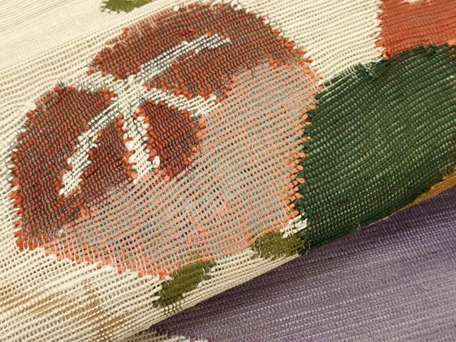 平和屋着物*夏物 八寸名古屋帯 枝花文 正絹 逸品 CABJ5742tx