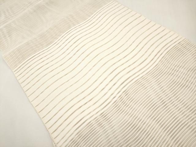 平和屋着物*夏物 八寸名古屋帯 絽綴れ よろけ縞 肌色 正絹 逸品 CABJ5749tx