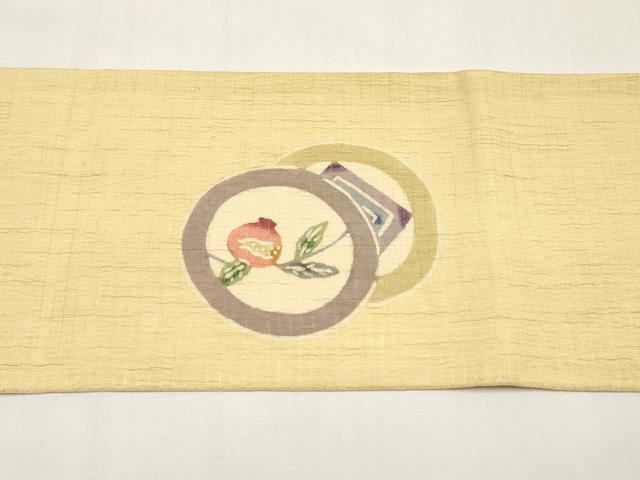 平和屋着物*夏物 九寸名古屋帯 型染 成り物 麻 逸品 CABJ5755tx