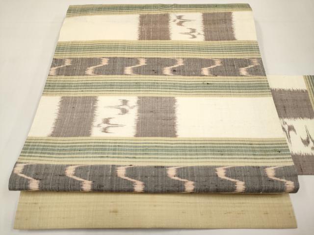 平和屋着物*夏物 本場琉球絣 夏琉球 九寸名古屋帯 横段絣文 正絹 逸品 CABJ5757tx
