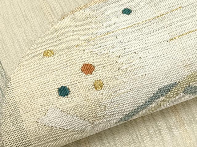 平和屋着物*夏物 九寸名古屋帯 すくい織 抽象文 金銀糸 正絹 逸品 CABJ5758tx