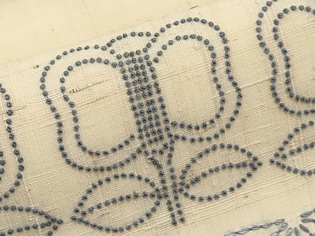 平和屋着物*夏物 中国三大刺繍 相良刺繍 刺し子 九寸名古屋帯 紬地 遠州椿 正絹 逸品 CABJ5762tx
