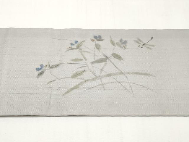 平和屋着物*夏物 九寸名古屋帯 作家物 手描き トンボ 正絹 逸品 CABJ5774tx