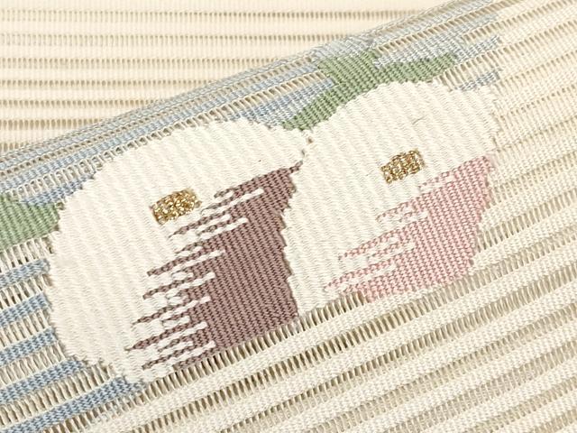 平和屋着物*夏物 八寸名古屋帯 絽綴れ 地紙枝花文 金糸 正絹 逸品 未使用 CABJ5784tx
