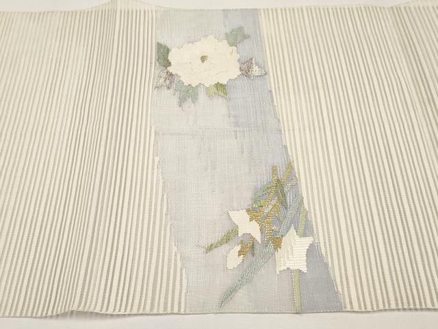 平和屋着物*夏物 八寸名古屋帯 絽綴れ 地紙枝花文 金銀糸 正絹 逸品 CABJ5787tx