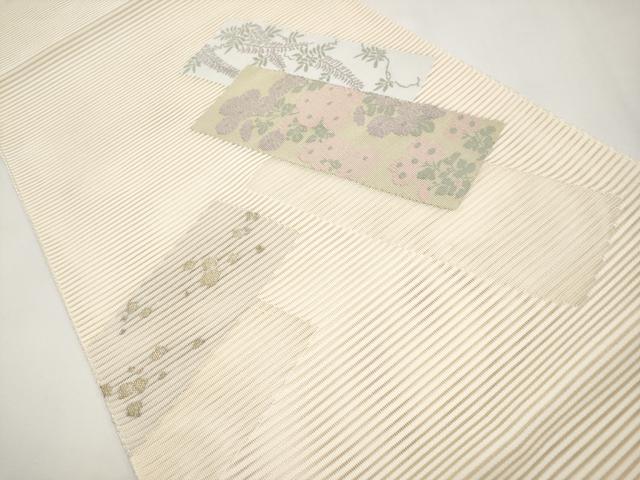 平和屋着物*夏物 八寸名古屋帯 絽綴れ 短冊枝花文 金糸 正絹 逸品 CABJ5793tx
